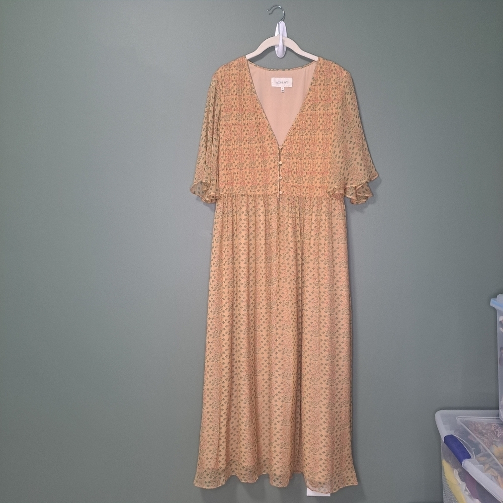 The Great. Manor 100% Silk Maxi Dress Peach Floral 2 NWOT - Picture 3 of 8
